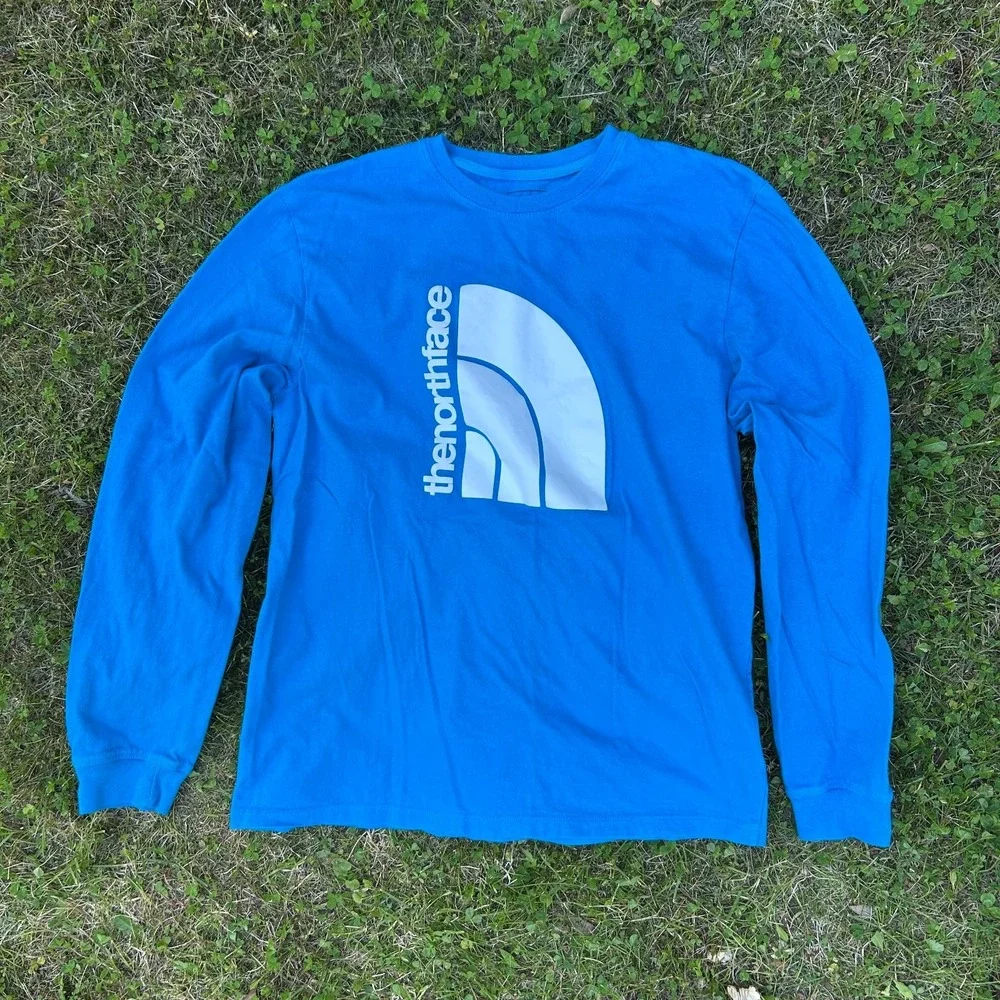 The North Face Mens Crew Cotton Long Sleeve T-Shirt Large Blue Gorpcore Granola